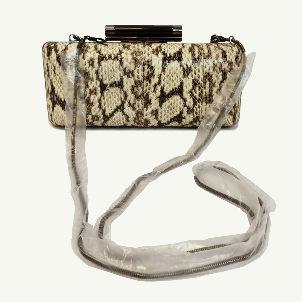 DVF Tonda Miniaudiere Snakeskin Embossed Clutch